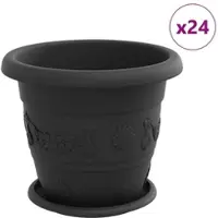 vidaXL Plantenpotten 24 st Zwart Ø 26 x 21.5 cm Kunststof