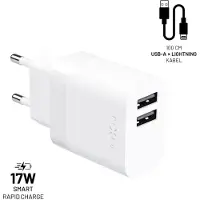 FIXED 2x USB oplader 17W + USB-A naar Lightning kabel 1m – MFi gecertificeerd – Wit