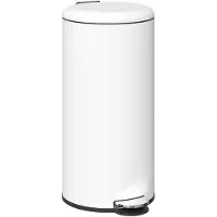 HOMCOM Trash Can Metall, Kunststoff 36L x 30B x 63,5H cm Cremeweiß