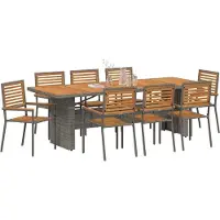 vidaXL Tuin Eettafel Set 9 st Grijs en Bruin poly rattan
