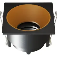 LEDVION – LED Inbouwspot Vierkant 81x81mm – Zwart / Goud – Dimbaar – Kantelbaar – GU10 – IP20