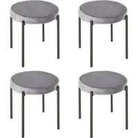 HOMCOM HOMdotCOM Krukje 4-delige set met fluwelen hoes Grijs