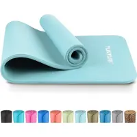 Tunturi NBR Yogamat Anti Slip - Fitnessmat Extra dik & zacht - Sportmat - 180x60x1.5cm - Incl Trainingsapp - Lichtblauw