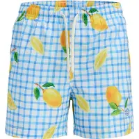 Jack & jones JUNIOR zwemshort lichtblauw/geel/wit Jongens Polyester All over print - maat 176