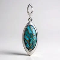 Cavill - Zilveren Hanger - 925 Sterling Zilver - Turkoois Mozaïek Ovaal Cabochon 4,14 ct - Handgemaakt Elegant Sieraad 31x10 mm
