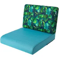 Hobbygarden Tuinkussen Nel Blauw Bladeren70x70cm - Geschikt voor oa Wicker tuins-set & Stoelen - Waterafstotend - UV Bestendig