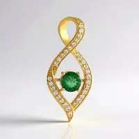 Cavill - Zilveren Hanger - 925 Sterling Zilver Verguld - 0,66 ct Groene Apatiet Rond uit Madagaskar - 31 Zirkonia Accenten - Elegant Groen Sieraad