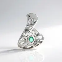 Cavill - Zilveren Hanger - 925 Sterling Zilver Geplatineerd - Russische Smaragd 0,268ct Ovaal - MONOSONO Collection - Elegant Groen Sieraad