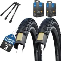 MSZweirad 2-delige set Schwalbe fietsbanden Land Cruiser 28 x 1,40 inch buitenband (37-622, 700x35C) DV binnenband + 3 metalen bandenlichters E-bike