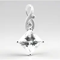 Cavill - Zilveren Hanger - 925 Sterling Zilver - Danburiet 2,412 ct Princess Geslepen - Zirkonia Accenten - Elegant Asymmetrisch Design