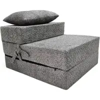 Odol-Plusz Opvouwbare slaapstoel 3-in-1 van bouclé – uitklapbaar logeermatras, fauteuil en vloermatras – 200 x 70 x 15 cm, grafiet bouclé