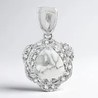 Cavill - Zilveren Hanger - 925 Sterling Zilver met Canadese Howliet 3,98 ct Triljant Cabochon en 24 Cambodjaanse Zirkonen - Elegante Glanzende Sieraad