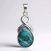 Cavill - Zilveren Hanger - 925 Sterling Zilver - Turkoois Mozaïek 7,41 ct - Peervormige Cabochon 16,5x11,5 mm - Elegant Blauw Sieraad