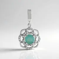 Cavill - Zilveren Hanger Geplatineerd - 0,77 ct Grandidieriet & 32 Zirkonia’s - 925 Sterling Zilver - Elegant Modern Design - 26x14 mm