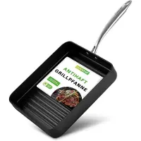 Nutrichef 11" Vierkante Grillpan Anti-aanbak - Hoge Randen, Hard-Anodized, Kookplaat Grill