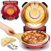 Nutrichef Pizza oven - 30 cm Elektrische Pizza Maker - 1200 Watt - Tot 425°C - Rood