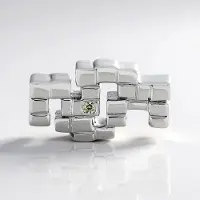 Cavill - Zilveren hanger met Cambodjaanse ronde zirkoon 0,032 ct - 925 Sterling zilver platina - Modern minimalistisch design 11x19 mm