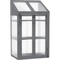 Outsunny kas - dennenhout - kunststof - grijs - 70L x 50B x 120H cm