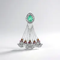 Cavill - Hanger 925 Sterling Zilver Geplatineerd - Colombiaanse Peervormige Smaragd 0,297 ct - Zirkonia & Toermalijn - Elegant & Luxe Sieraad 29x20 mm