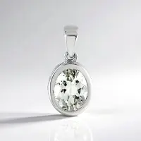 Cavill - Zilveren Hanger 925 Sterling Geplatineerd - 1,98 Ct Ovale Groene Amethist Brazilië - Elegant & Tijdloos Sieraad 20x10 mm