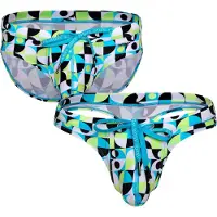 Sukrew Torrent Swim Multipack 1x Brief + 1x Thong Retro Lime - MAAT M - Heren Zwemslip - Zwem Slip voor Man - Mannen Brief
