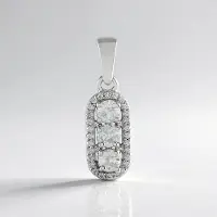 Cavill - 925 Sterling Zilver Hanger - Platina Geplateerd - 0.895 ct Cambodjaanse Zirkoon - Elegante Ovale Dames Sieraden 22x7 mm