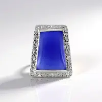 Cavill - Zilveren Hanger - 925 Sterling Zilver Platina Geplateerd - Blauwe Chalcedoon 9,45 ct Fancy Cabochon - Elegant Sieraad 22x18 mm