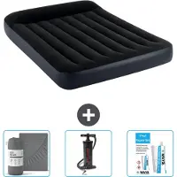 Intex Luchtbed - Twijfelaar - 137 x 191 x 25 cm - Donkerblauw - Inclusief Hoeslaken - Pomp en Reparatieset