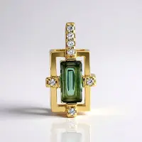 Cavill - Zilveren hanger 18K goud verguld - 0,35 ct Indigoliet octagon - 7 Cambodjaanse zirkonia - Elegante dames sieraden