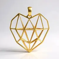Cavill - Zilveren Hanger - 925 Sterling Zilver Verguld - Hartvormig met Geometrisch Facet - Modern Minimalistisch Dames Sieraad - 32x27 mm