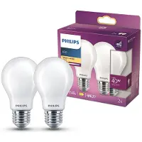 Philips Filamentlamp LED 3.4W E27 A60 – Mat – 2700K – 2 Stuks