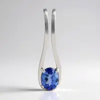 Cavill - Zilveren Hanger met Ovale Tanzaniet 0,272 ct Tanzania - 925 Sterling Zilver met Palladium - Elegante Tijdloze Sieraad 18x5 mm
