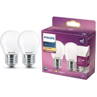 Philips Filamentkogellamp LED 3.4W E27 470lm 2700K Mat - 2 Stuks