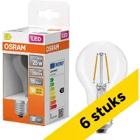 Osram 6x LED lamp E27 | Peer A60 | Filament | Helder | 2700K | 1.8W (25W)