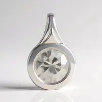 Cavill - Zilveren Hanger - 925 Sterling Zilver met Palladium - Herkimer Kwarts 0,927 ct Ronde Briljant - Moderne Bezel Zetting - Edelsteen Sieraad