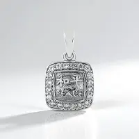 Cavill - Zilveren Hanger met 20 Cambodjaanse Zirkonen 0 639 ct - 925 Sterling Zilver Geplatineerd - Peace Symbool - Elegante 22x13 mm