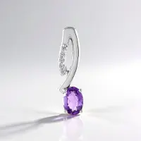 Cavill - Zilveren hanger - 925 Sterling Zilver Platina - Marokkaanse Amethist 0 602 ct - Ovaal - Paarse Elegantie met Zirkon 0 059 ct