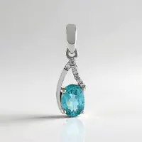 Cavill - Zilveren hanger met blauwe apatiet 0,715 ct en zilver 925 sterling platina geplateerd - Ovaal slijpsel - Dames sieraden briljant ontworpen