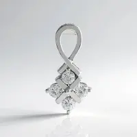 Cavill - Zilveren hanger 925 Sterling zilver met 4 Cambodjaanse zirkonen 0 892 ct - Platina plating - Elegant rond briljant slijpsel - Hanger 23x12 mm