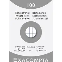 Exacompta 10x etui 100 steekkaarten bristol - geruit 5x5 niet geperforeerd 74x105mm - Wit - 13200B
