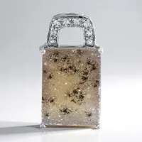 Cavill - Zilveren hanger 925 Sterling zilver - 14,52 ct Glitteragaat Brazilië - 8x Witte Topazen Pavé 0,136 ct - Antiek cabochon elegant