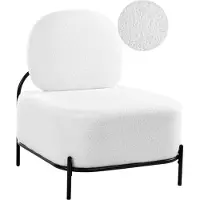 Beliani LUNDE - Fauteuil - Wit - Bouclé