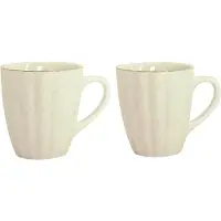 Almina Daisy - Koffiekopjes - Set van 2 - Wit - 330ml - Porselein - Koffiekopjes