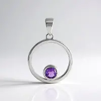 Cavill - Zilveren hanger met Marokkaanse Amethist 0,468 ct - 925 Sterling Zilver platina verguld - Rond slijpsel paars 28x19 mm elegant dames sieraad