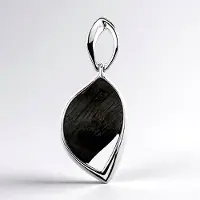 Cavill - Zilveren hanger 925 Sterling met Veeneik 2 15 ct Fancy Cabochon - Handgemaakt Modern Design - 35x14 mm Elegant Natuurlijke Houtzilver
