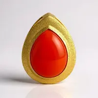 Cavill - Hanger 925 Sterling Zilver met Gouden Plating - 6,25 ct Rode Chalcedoon Peervorm Cabochon - MONOSONO Collectie Elegant Dames Sieraad