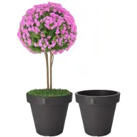 Pro Garden Bloempot - 2x - antraciet - rond - D40 cm - kunststof - plantenpot - tuin buiten