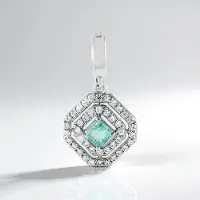 Cavill - Paraiba Nigeria Edelsteen Hanger 925 Zilver 42 Zirkonen 0 559 ct Platina Verguld - Achthoekig Elegant Sieraad