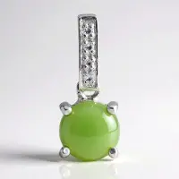 Cavill - Zilveren Hanger - 925 Sterling Zilver - Keizerlijk Chrysopraas 0,64 ct & Witte Topaas Pavé 0,036 ct - Elegant Edelsteen Sieraad - 17x7 mm