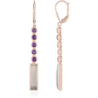Cavill - Zilveren oorbellen rosé verguld - 925 Sterling zilver - Maansteen 8,1 ct baguette cabochon en Amethist 9,27 ct - Elegant dames sieraad
